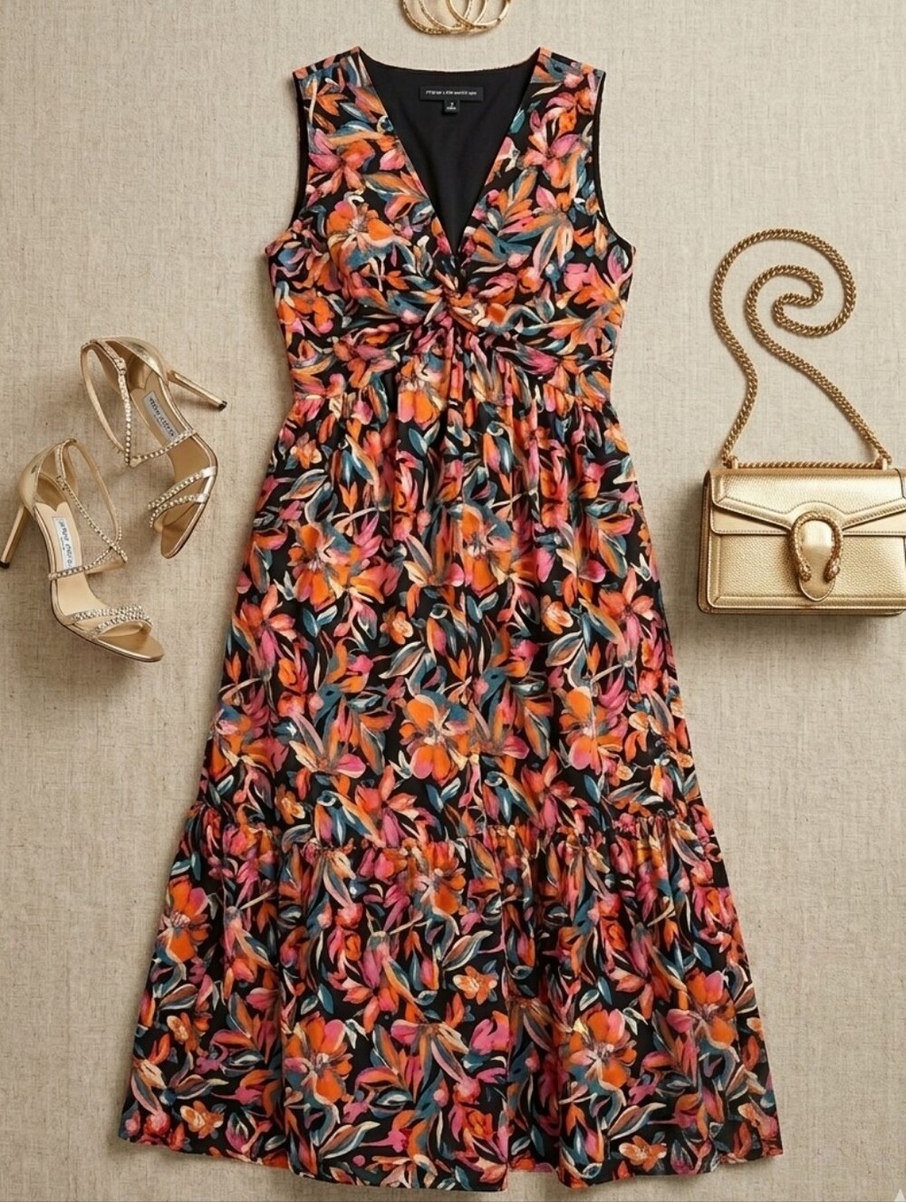FRENCH CONNECTION Floral Maxi Dress 100% Cotton